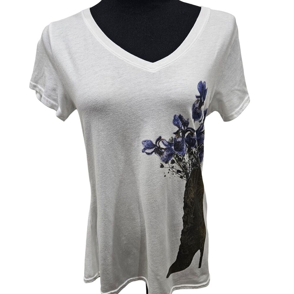 Debbie Martin Designs Short Sleeve Medium Cowgirl Boot Flowers Western Festival